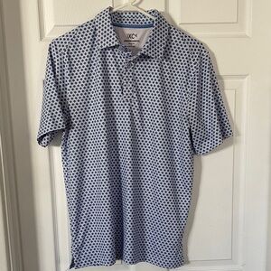 Johnston & Murphy Navy and White Geometric Polo